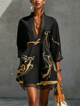 Sidonia - Luxe Marble-Print A-Line Dress