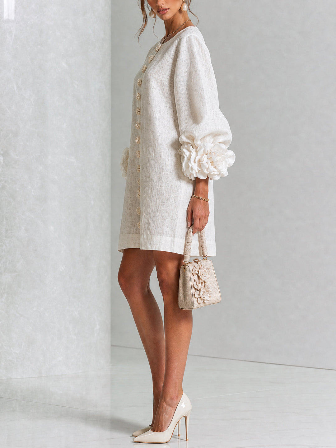 Elovienne - Textured Linen Mini Dress