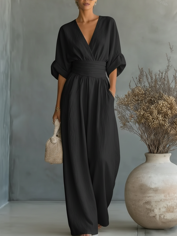 Solavie - Fluid Wide-Leg Jumpsuit