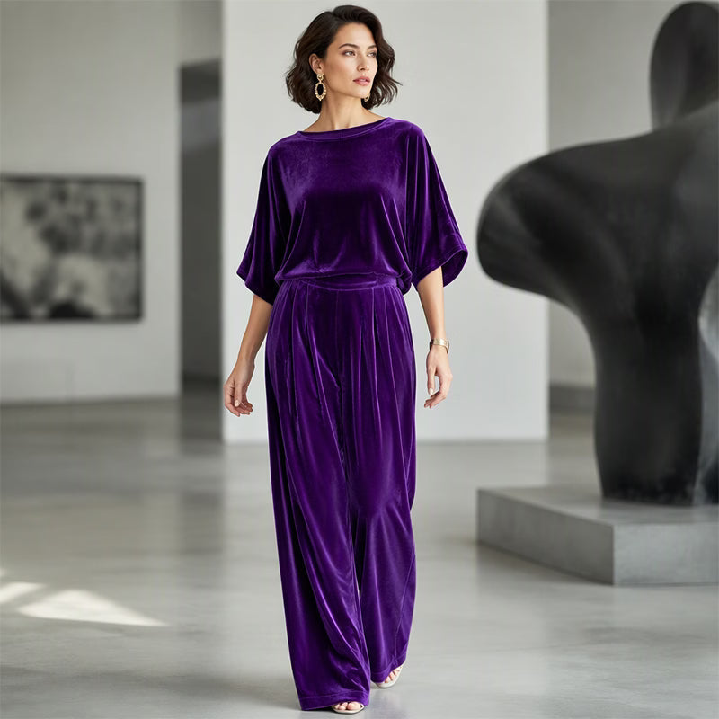 Ainhoa - Elegant Velvet Wide Leg Jumpsuit