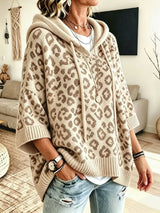 Jocasta - Oversized Leopard Knit Hoodie