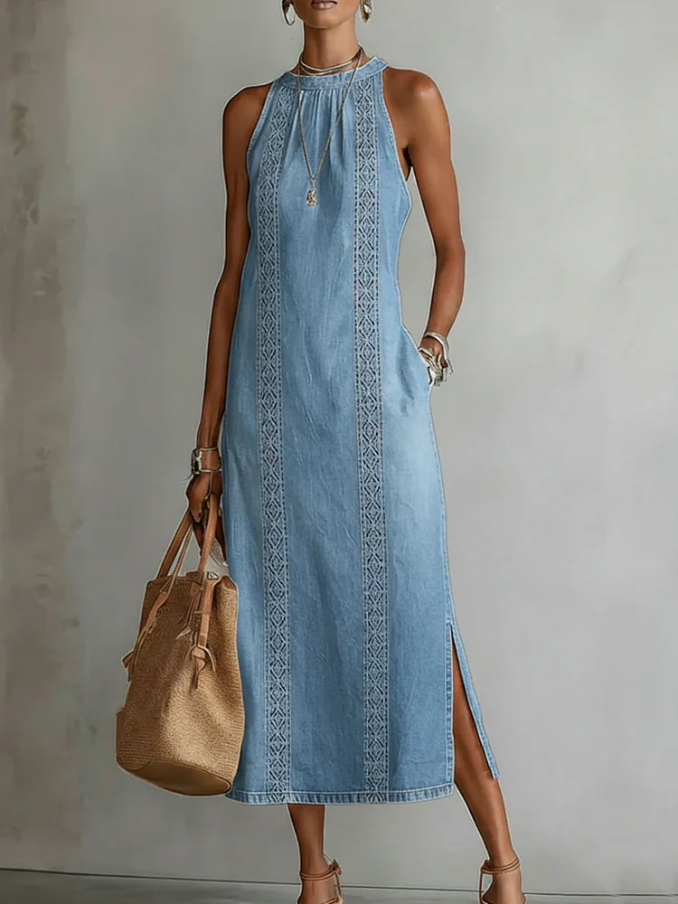 Lilias - Soft-Touch Vintage-Accented Dress