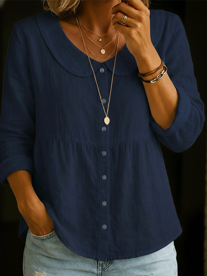 Arlira - Soft-Touch Linen Peter Pan Collar Shirt