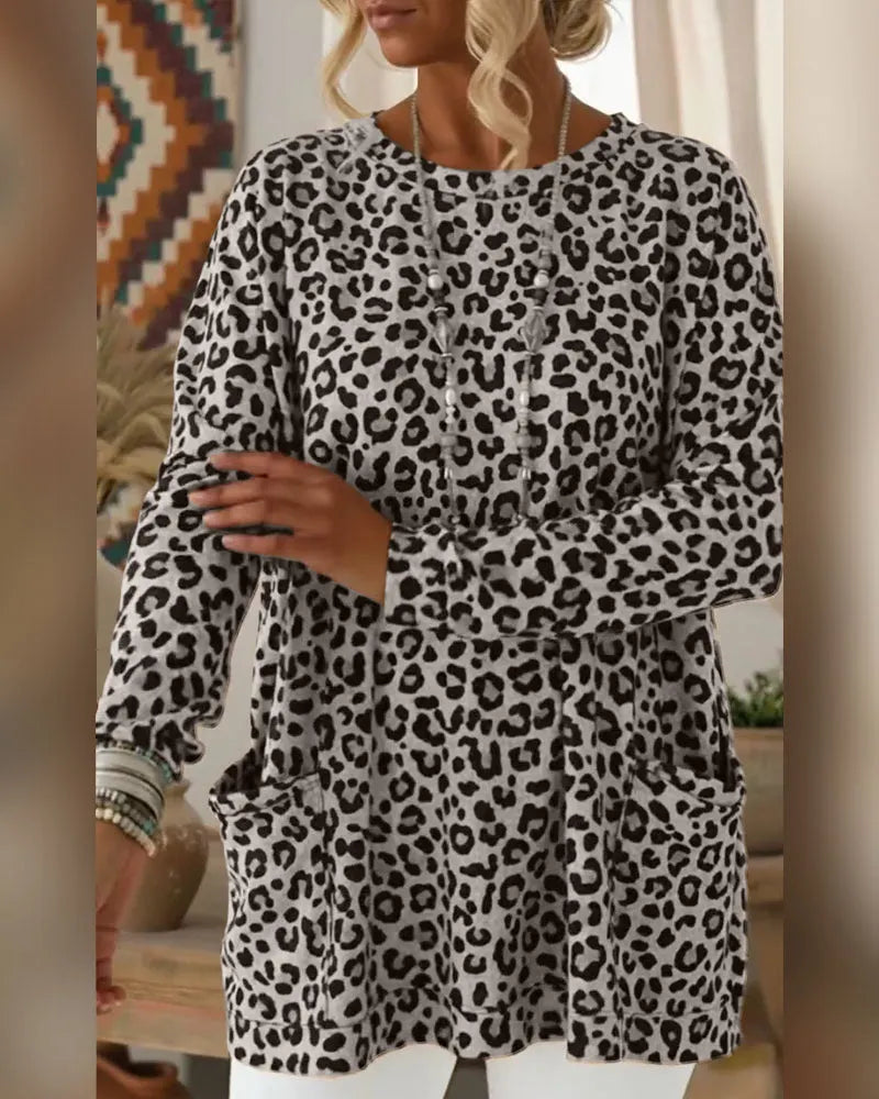 Calivelle - Soft-Touch Leopard Long Sleeve Top