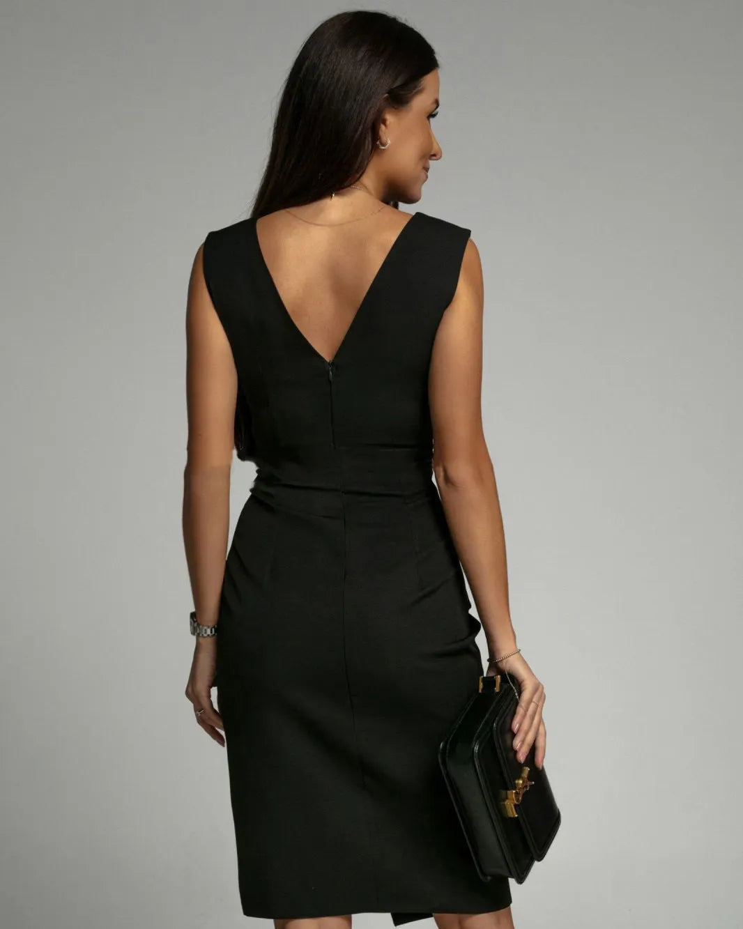 Arielle - Sculpting V-Neck Slit Dress