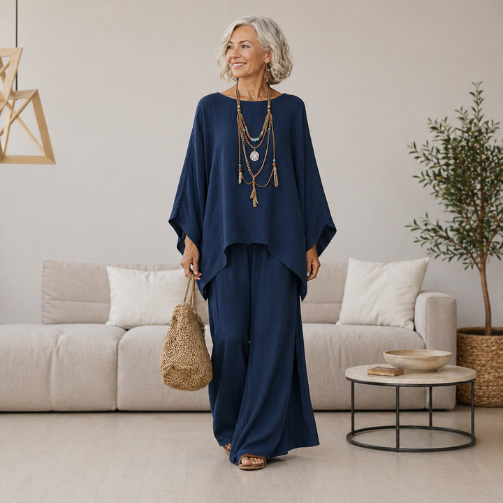 Annisette - Soft-Touch Wide-Leg Two-Piece Set