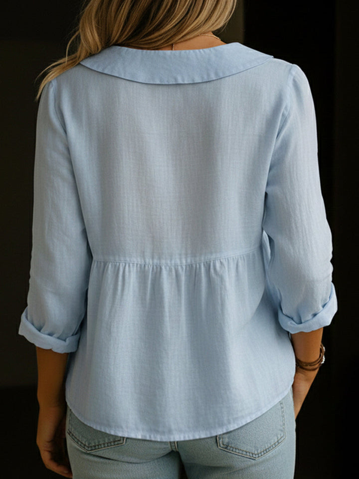 Arlira - Soft-Touch Linen Peter Pan Collar Shirt