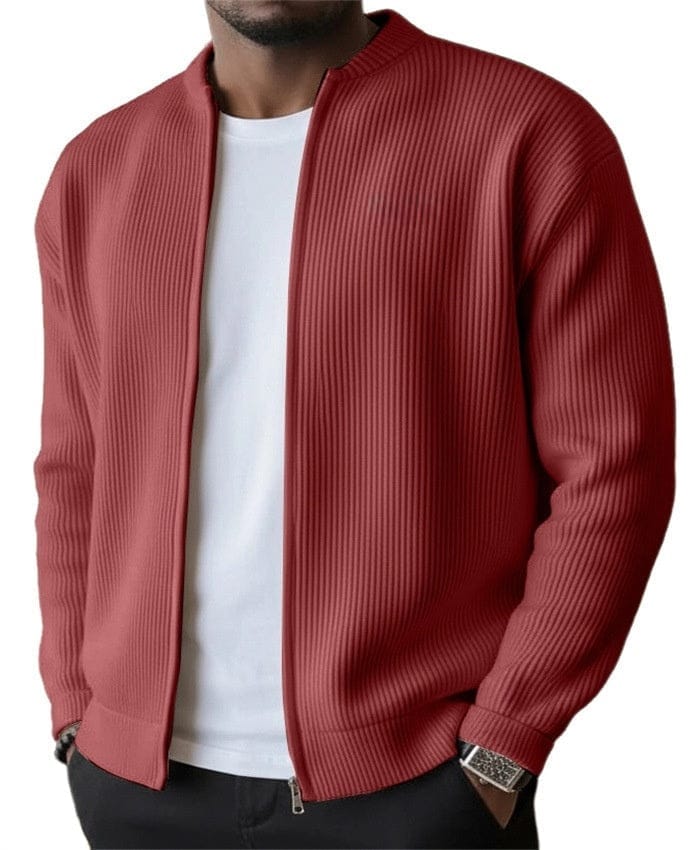 Foster - Ribbed Zip Front Cardigan
