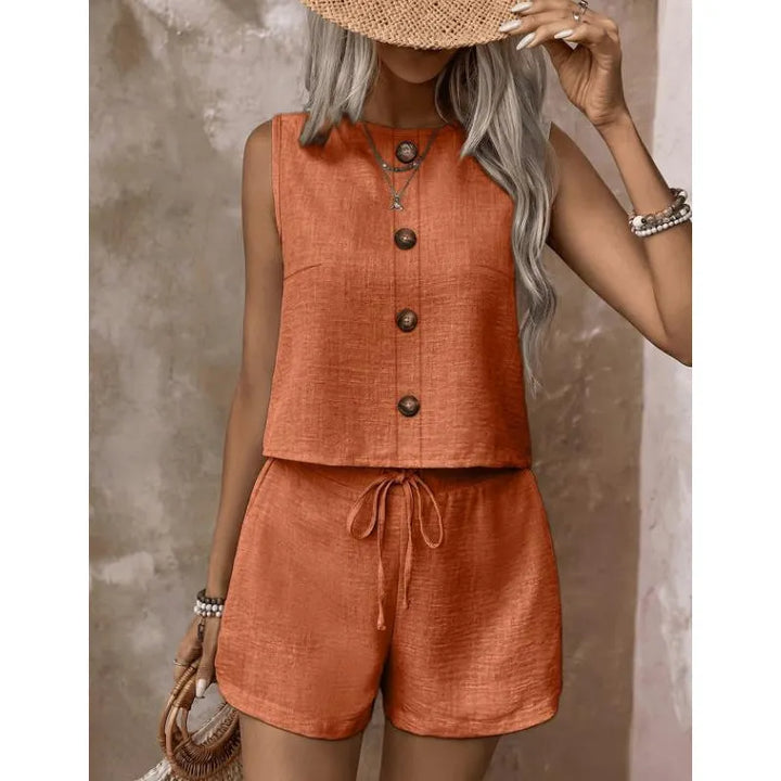 Abilene - Textured Tank & Shorts Set