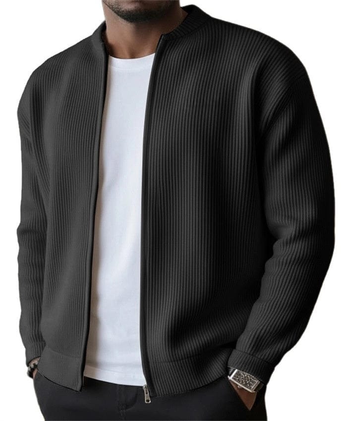 Foster - Ribbed Zip Front Cardigan