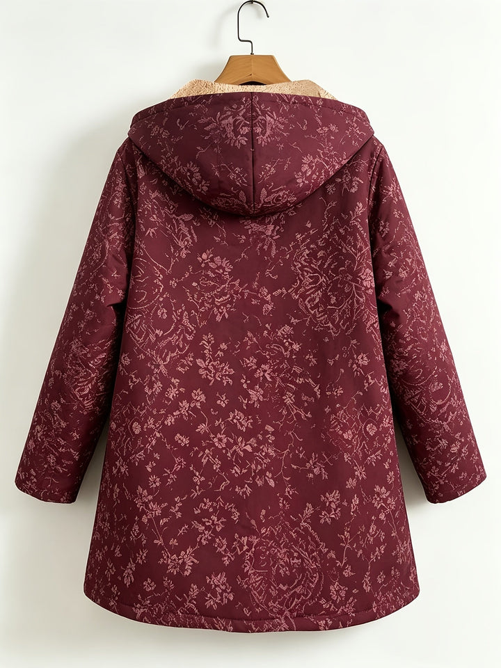 Runa - Floral Hooded Longline Coat