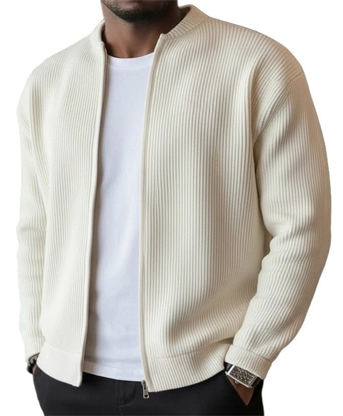 Foster - Ribbed Zip Front Cardigan
