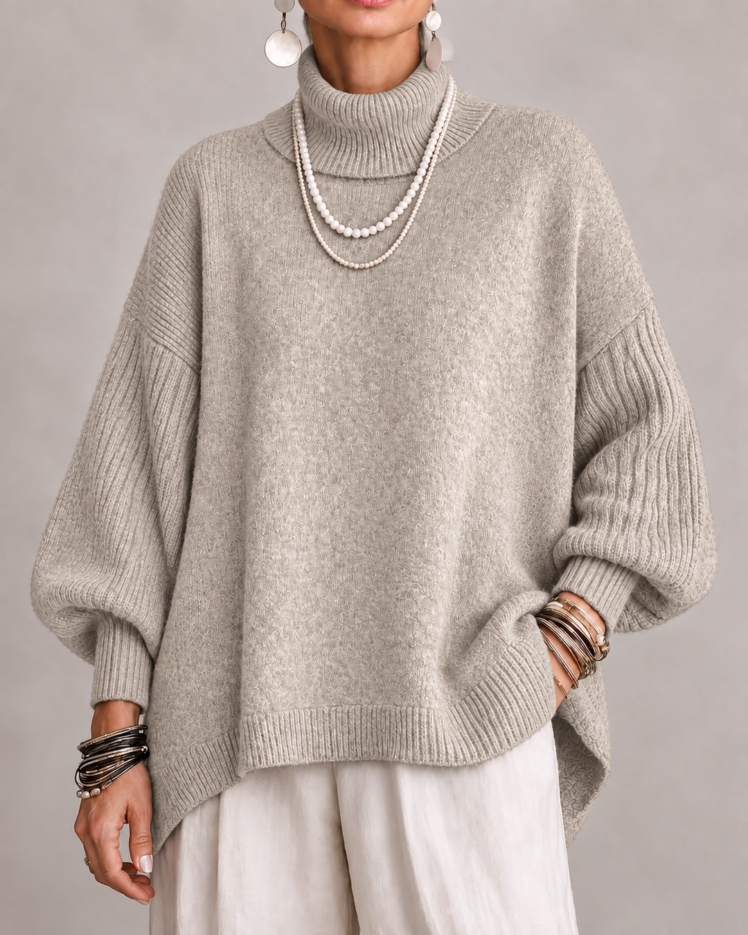 Aislin - Oversized Turtleneck Knit Sweater