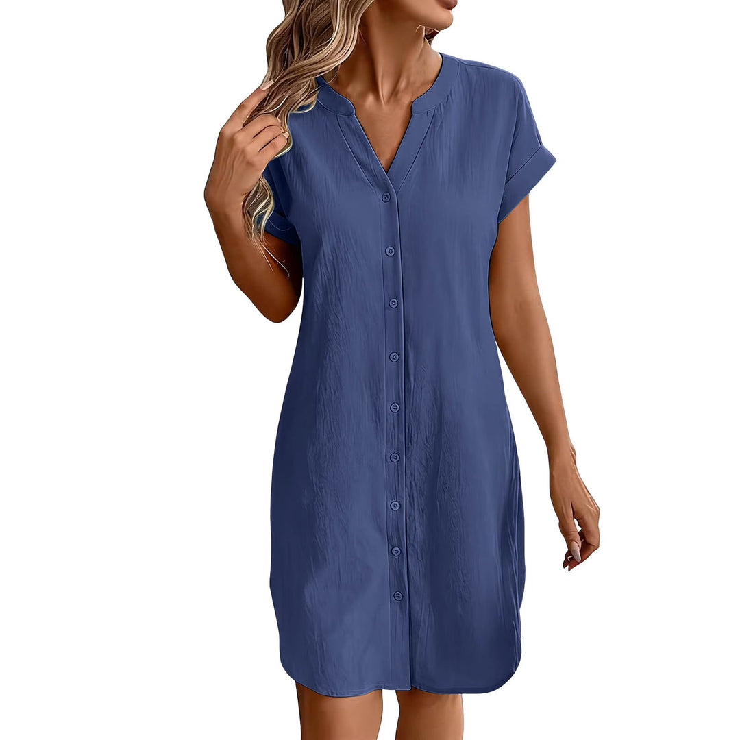 Ainslea - Textured Mini Shirt Dress