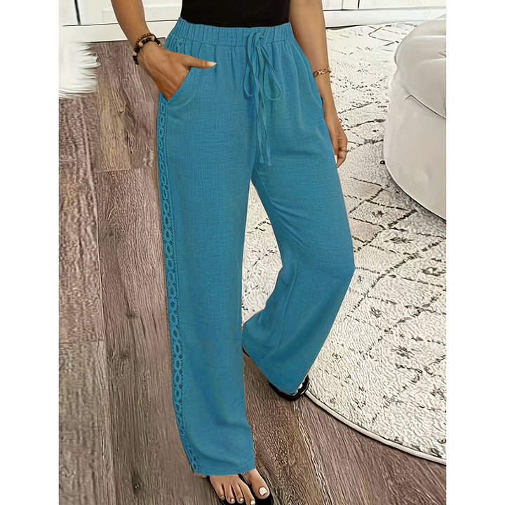 Estrelle - Lace Trim Drawstring Lounge Trousers