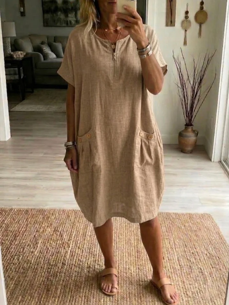 Adelise - Soft-Touch V-Neck Summer Dress