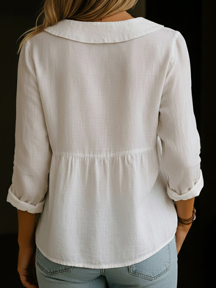 Arlira - Soft-Touch Linen Peter Pan Collar Shirt