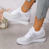 Lilia - Rhinestone-Embellished Wedge Trainers