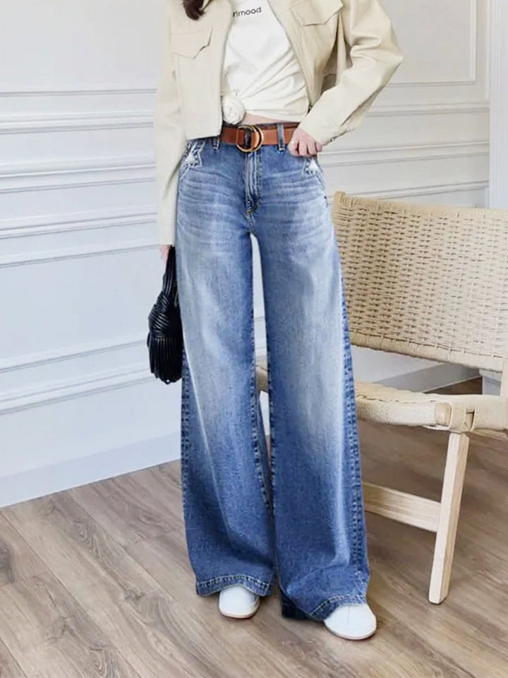 Liorra - Vintage-Wash Wide-Leg Jeans