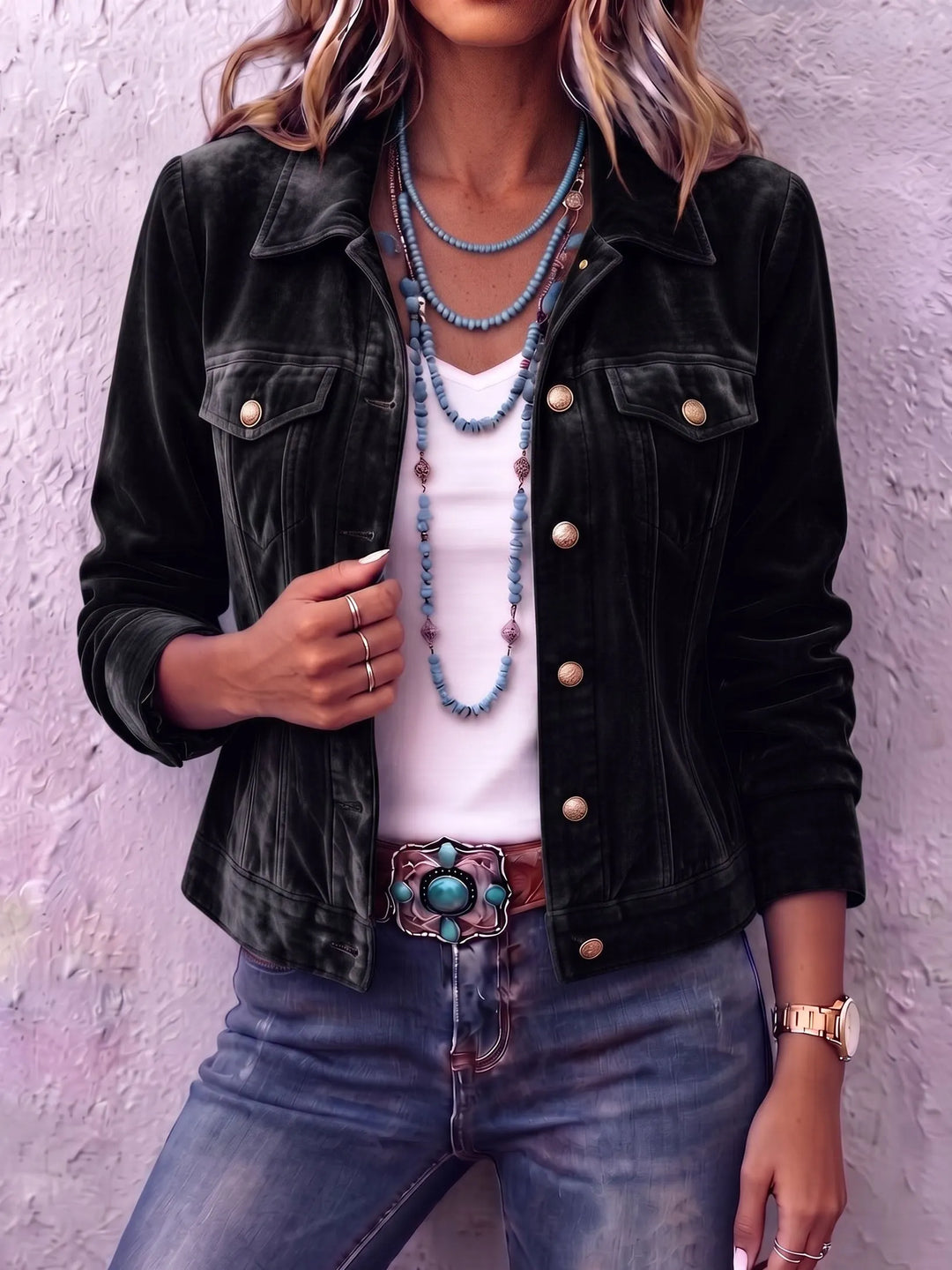 Amandria - Vintage Wash Button Jacket