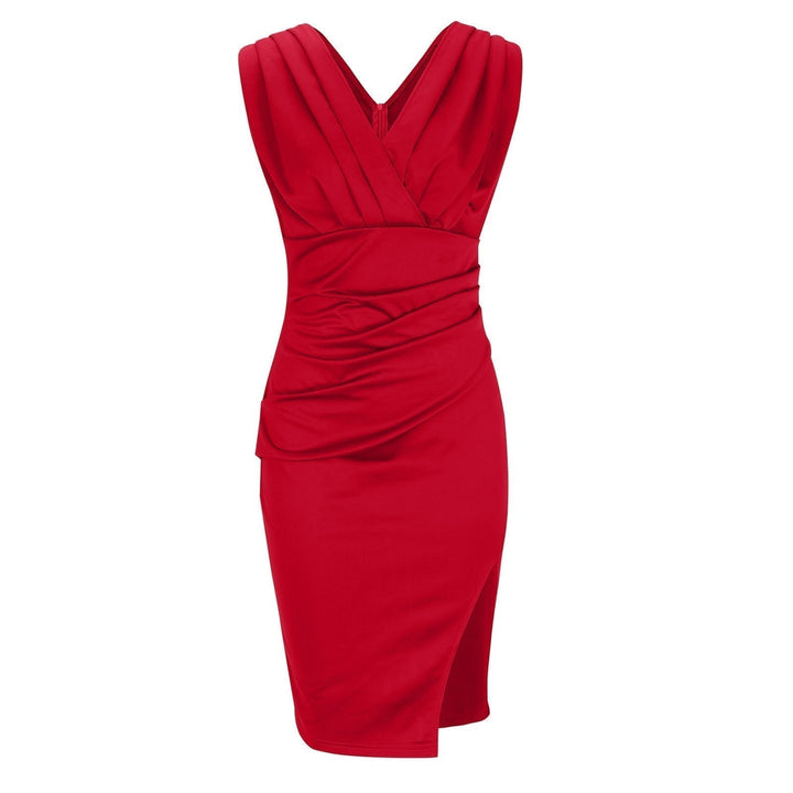 Arielle - Sculpting V-Neck Slit Dress