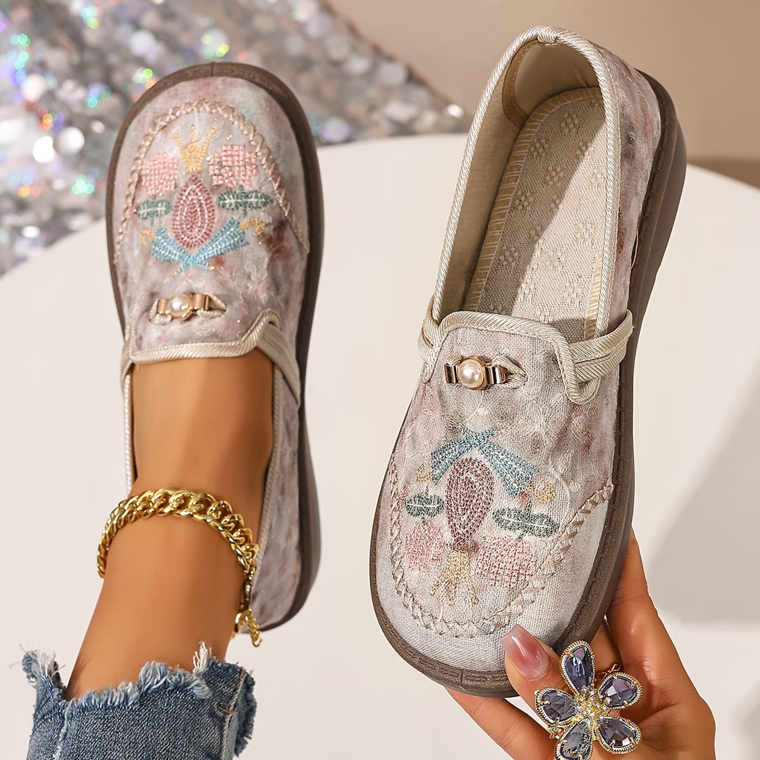 Juniper - Embroidered Slip-On Loafers