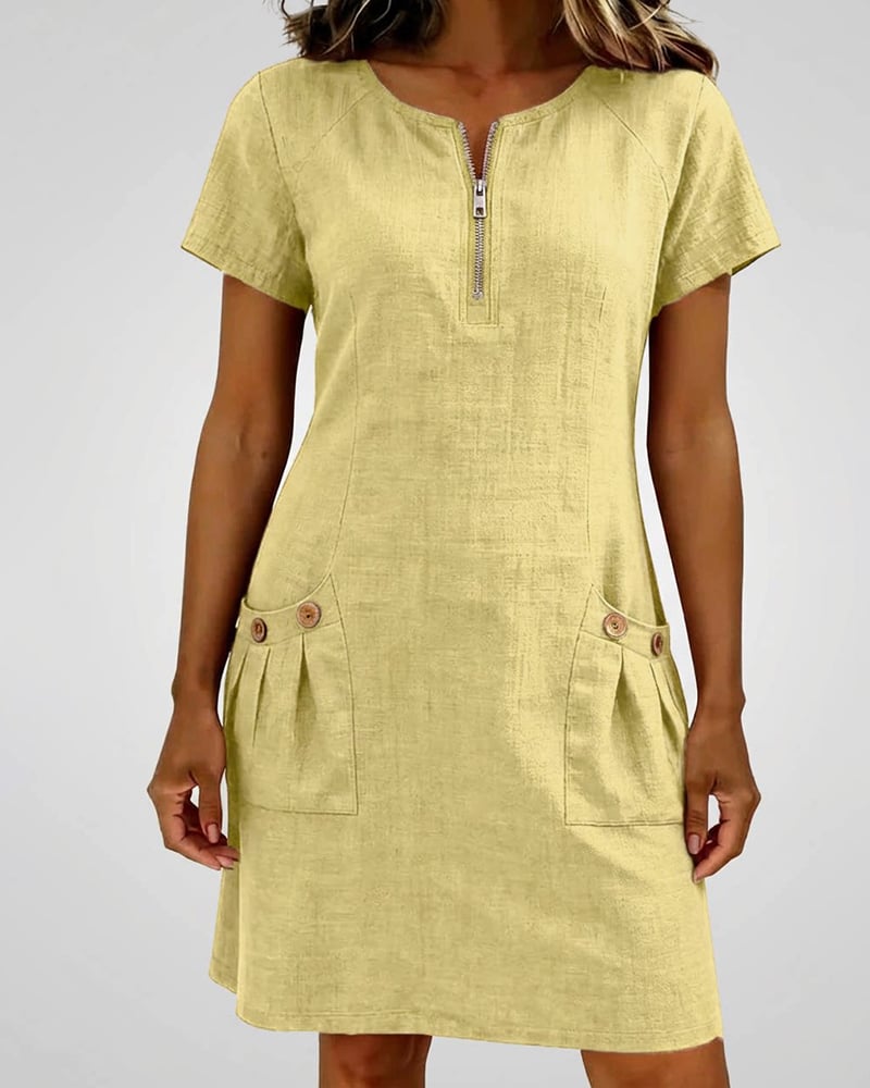 Girella - Breezy Linen A-Line Dress