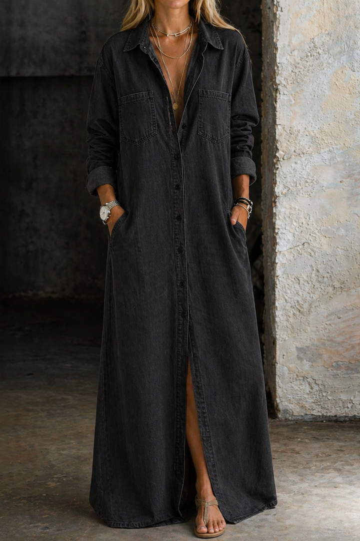 Brialisse - Fluid Maxi Shirt Dress