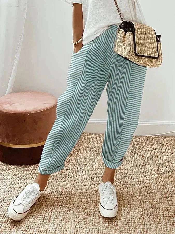 Vynelle - Soft-Touch Striped Trousers