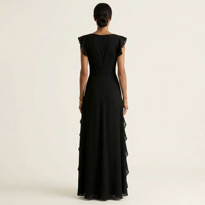 Delyth - Elegant Ruffle Wrap Maxi Dress