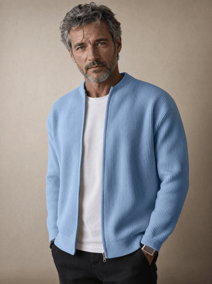 Foster - Ribbed Zip Front Cardigan
