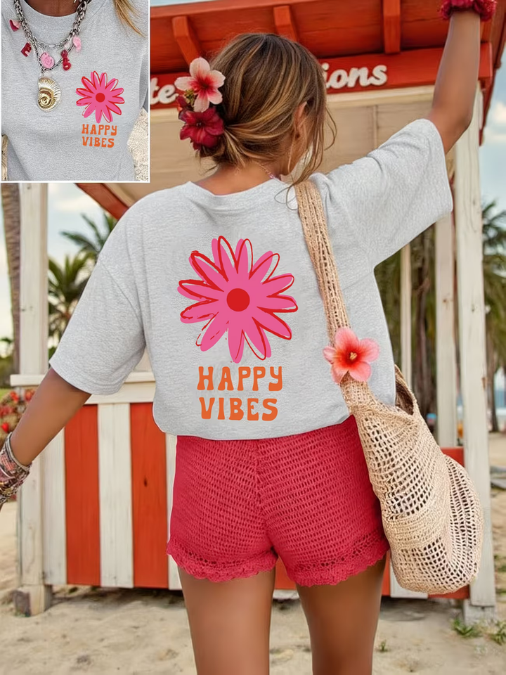 Zorina - Soft-Touch Oversized Floral Graphic T-Shirt