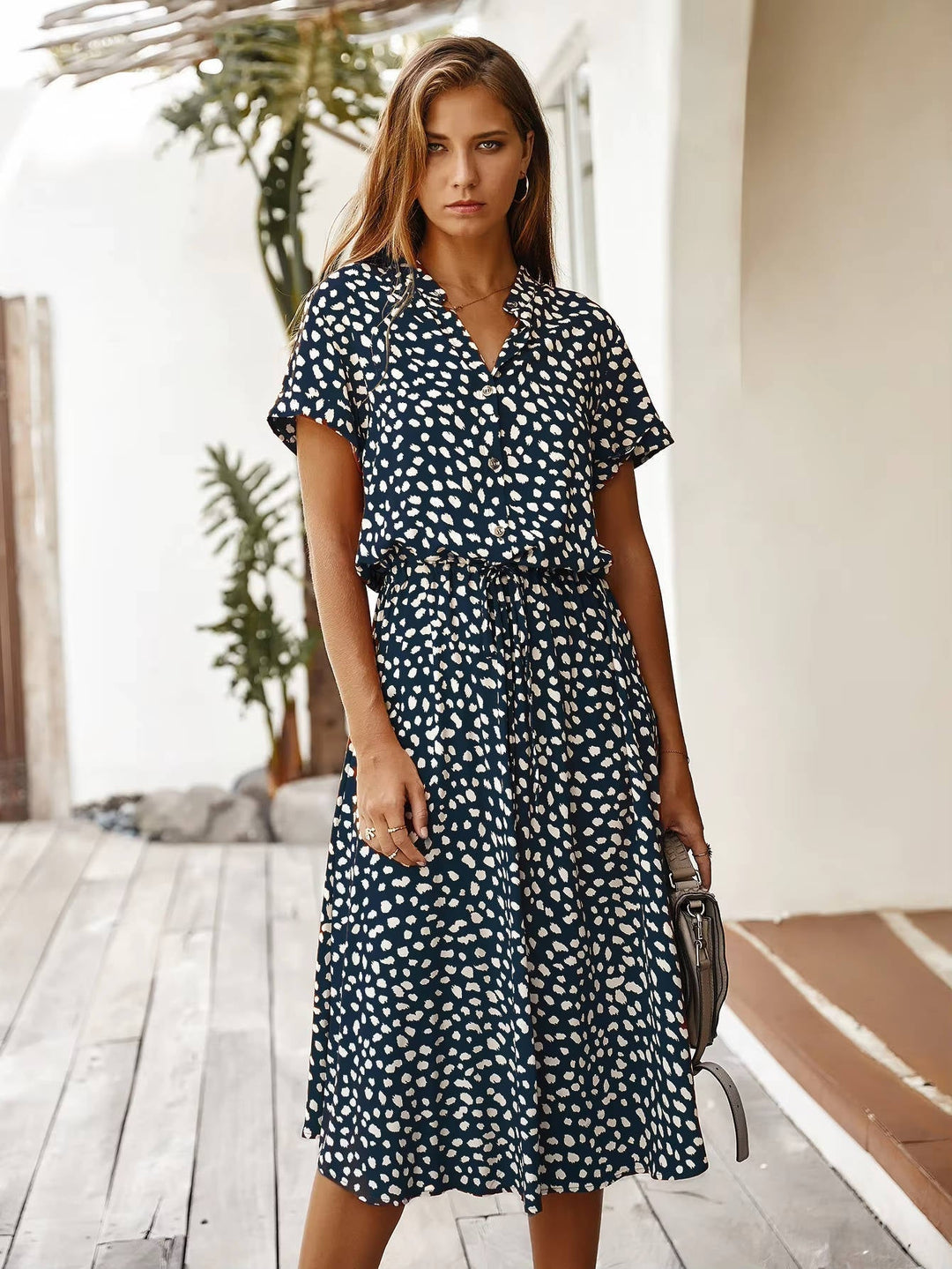 Novella - Button Front Casual Midi Dress
