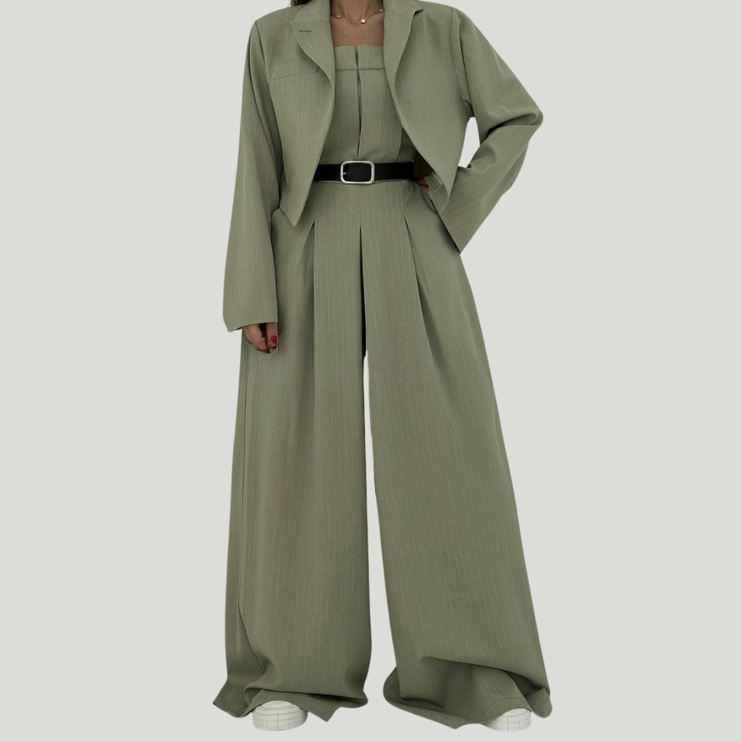 Lorayae - Soft-Touch Wide-Leg Jumpsuit & Jacket Set