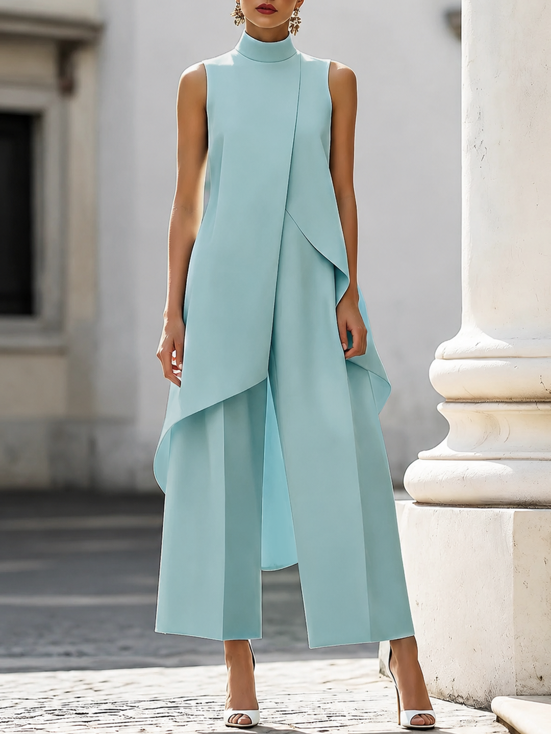 Loretta - Sculpted Asymmetric High-Neck Co-ord Set