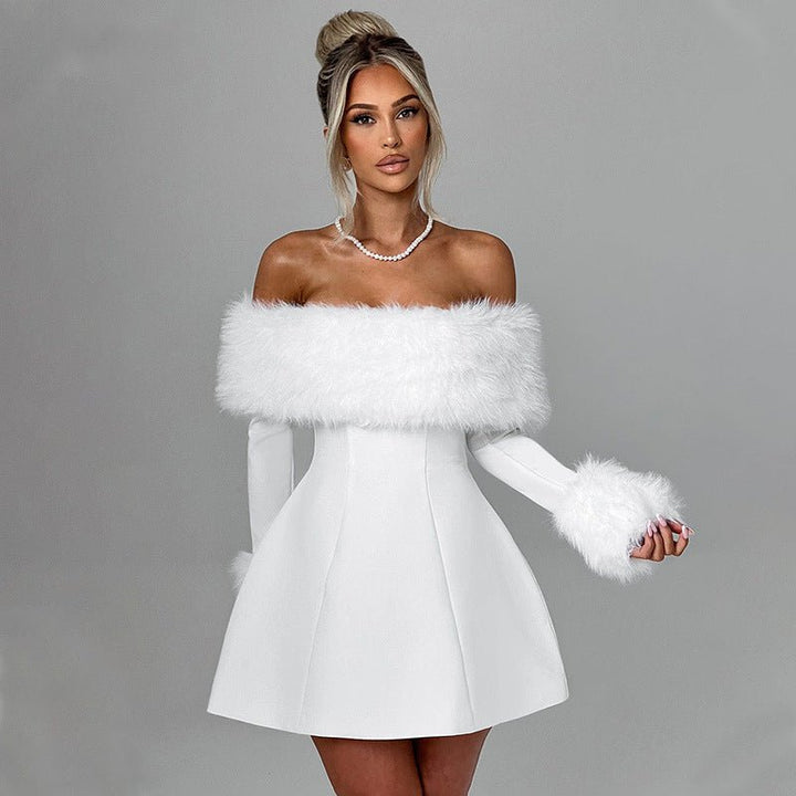 Lumiella - Plush Off-Shoulder Dress