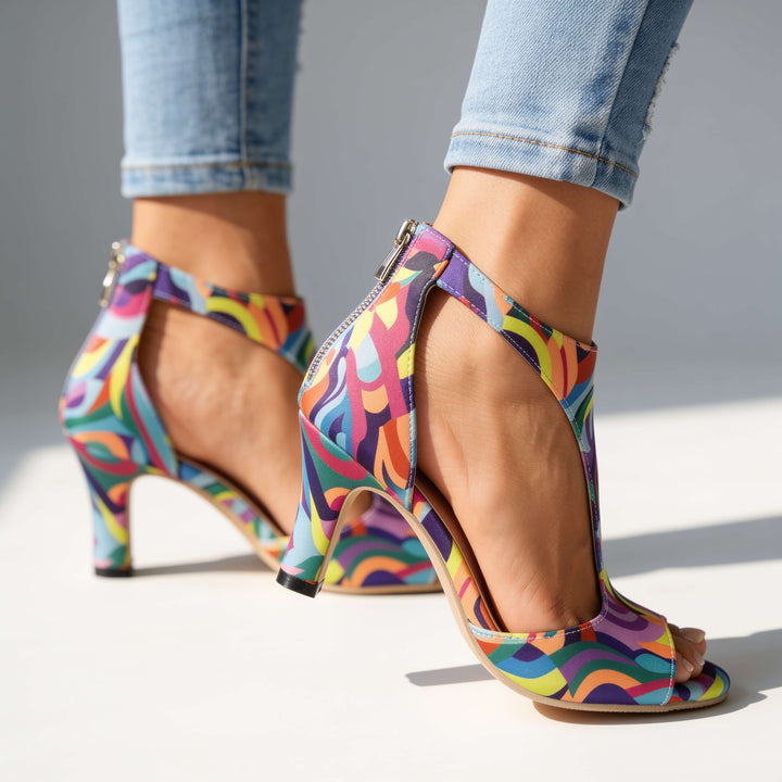 Corabelle - Elegant T-Bar Heeled Sandals
