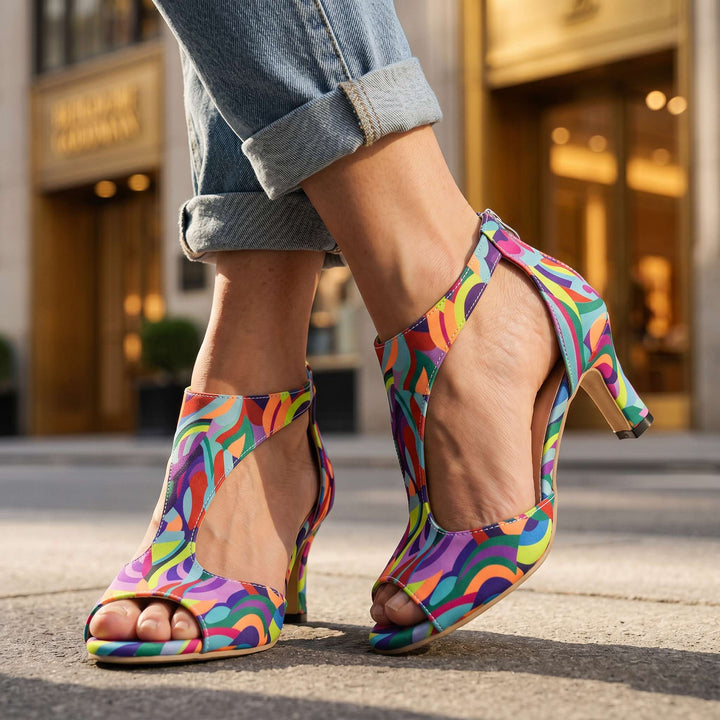 Corabelle - Elegant T-Bar Heeled Sandals
