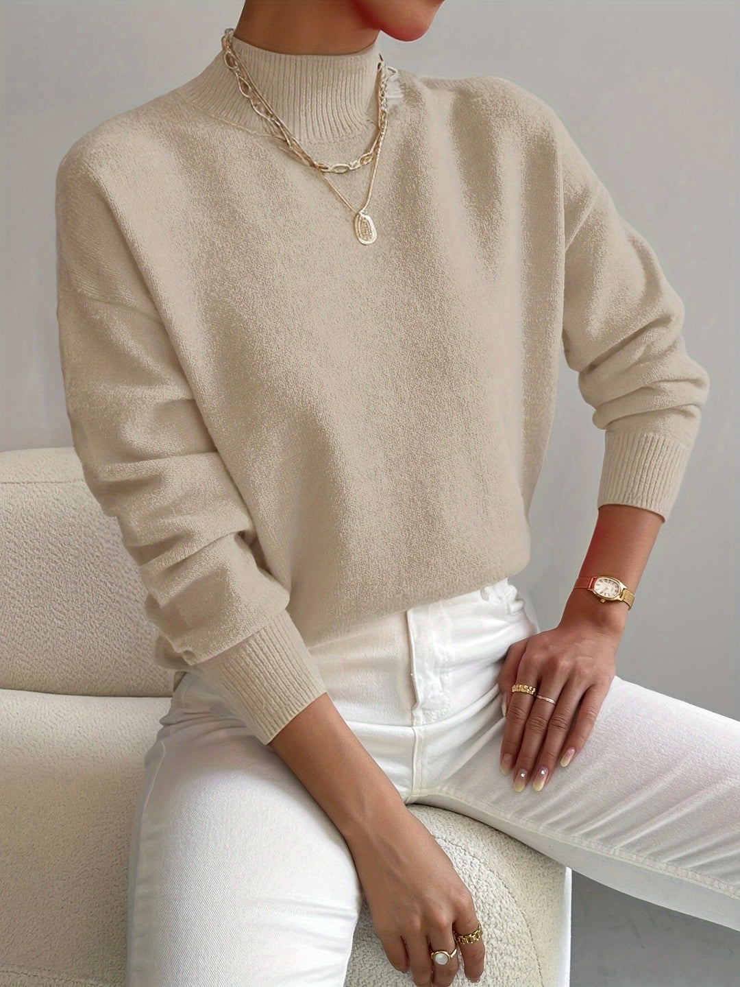Astra - Mock Neck Relaxed Knit Sweater