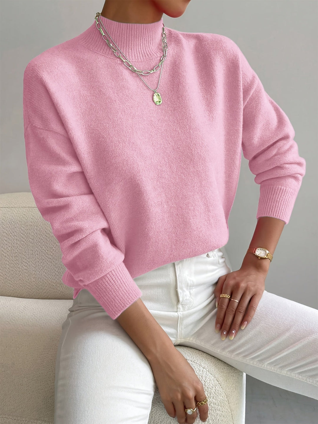 Astra - Mock Neck Relaxed Knit Sweater