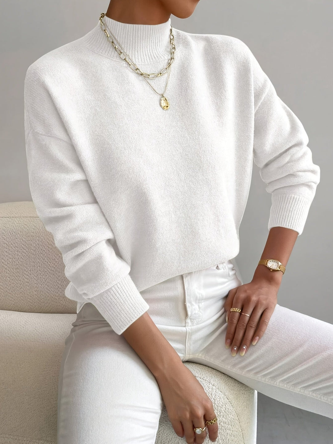 Astra - Mock Neck Relaxed Knit Sweater