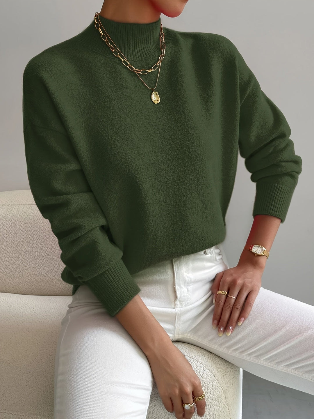 Astra - Mock Neck Relaxed Knit Sweater