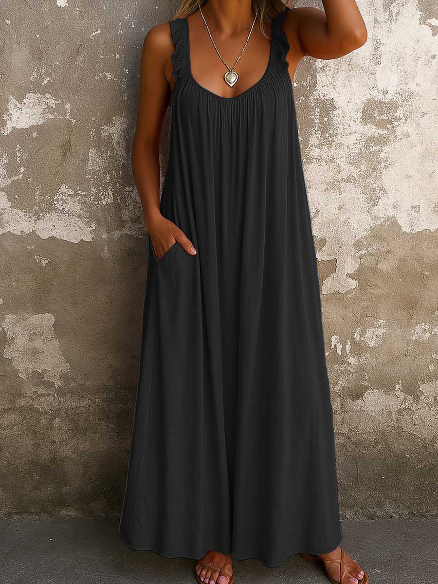 Sylvana - Airy Ruffle-Strap Maxi Dress