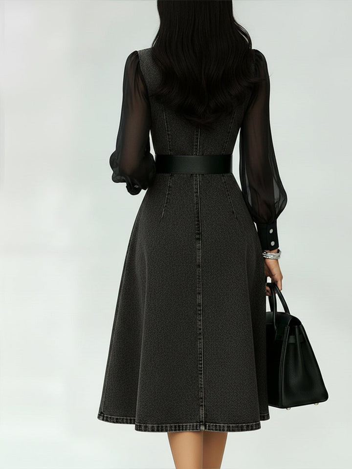 Olivia - Elegant Sheer-Sleeve Dress
