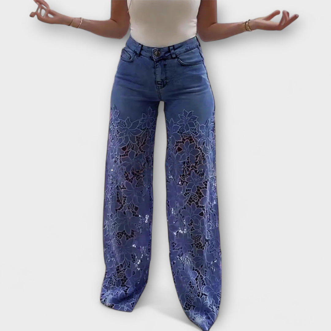 Elenai - Premium Lace-Patchwork Jeans