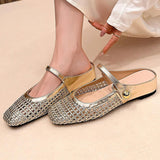 Ulia - Breathable Square-Toe Mary Jane Mules