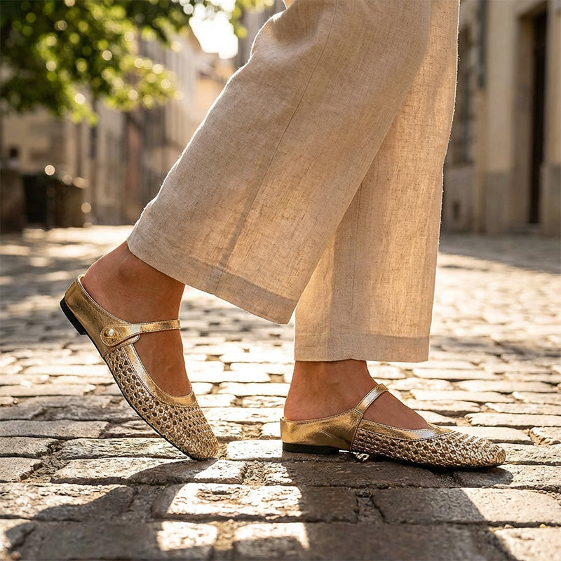 Ulia - Breathable Square-Toe Mary Jane Mules