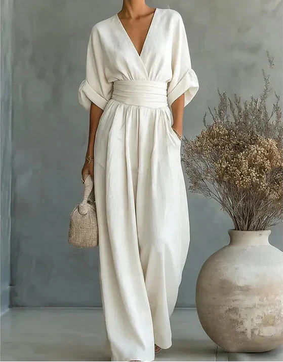 Xylora - Premium V-Neck Wide-Leg Jumpsuit