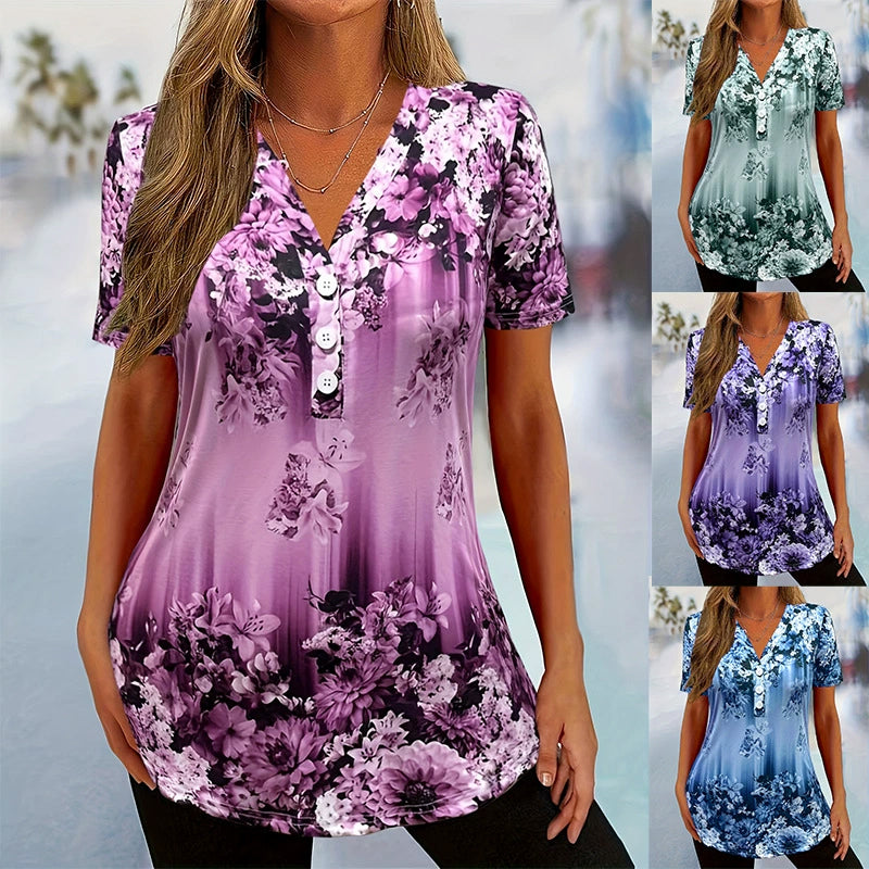 Briala - Floral V-Neck Blouse
