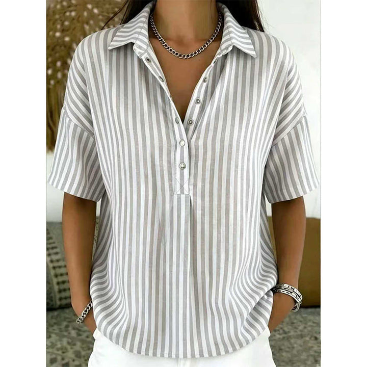 Alicia - Soft-Touch Striped V-Neck Top